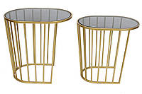 Набор (2 шт) столиков металлических Домино со столешницей 56см и 51см , цвет - золотой (TY1-212)