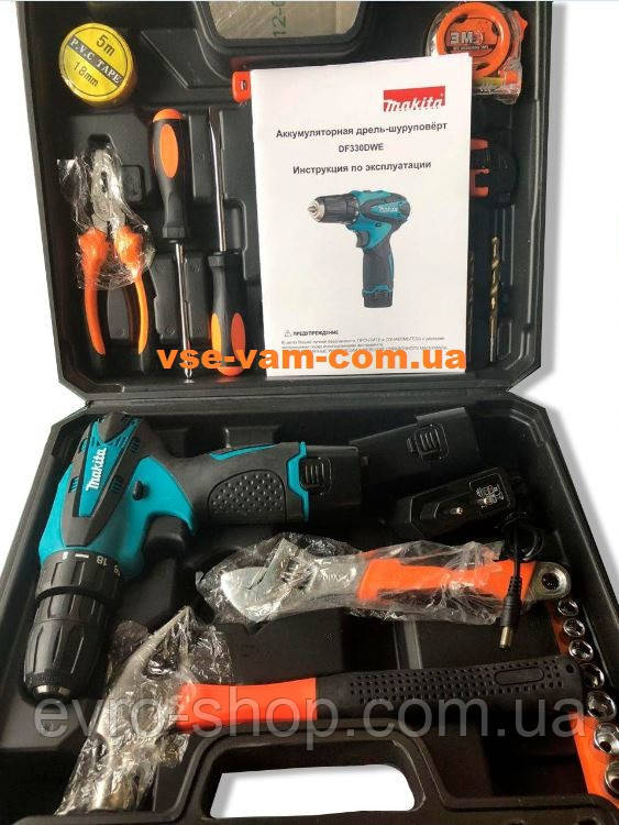 Шуруповерт Makita (Макіта) DF330DWE + набір інструментів (28 найменувань), фото 1