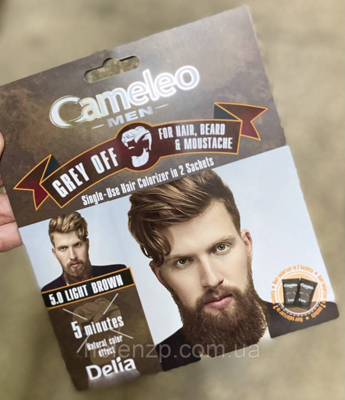 Фарба для чоловіків для волосся, бороди та вусів Delia Cosmetics Cameleo Men Grey Off 5.0 світло-коричнева, 15 мл