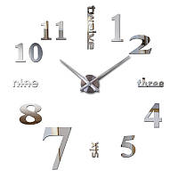 Часы настенные 3D наклейки "DIY" от 50 до 70 см цвет серебро (ZH520-S)