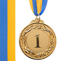 Спортивная награда медаль с лентой (1 шт) GLORY d=65 мм C-4327, 1 место (золото): Gsport