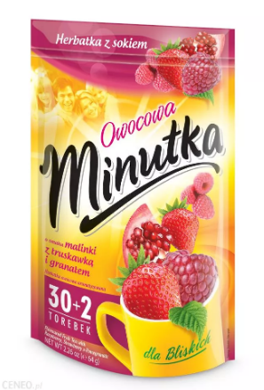 Чай фруктовий Minutka з малиною полуницею та гранатом 32 пак, фото 1
