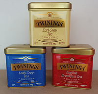 Чай чорний Twinings Earl Grey/Lady Grey/Breakfast Tea 100 г. ж/б