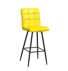 Стілець барний високий Augusto оксамит жовтий В-1027 BAR 75-ML на чорних металевих ногах