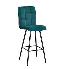 Стілець барний високий Augusto оксамит зелений В-1003 BAR 75-ML на чорних металевих ногах