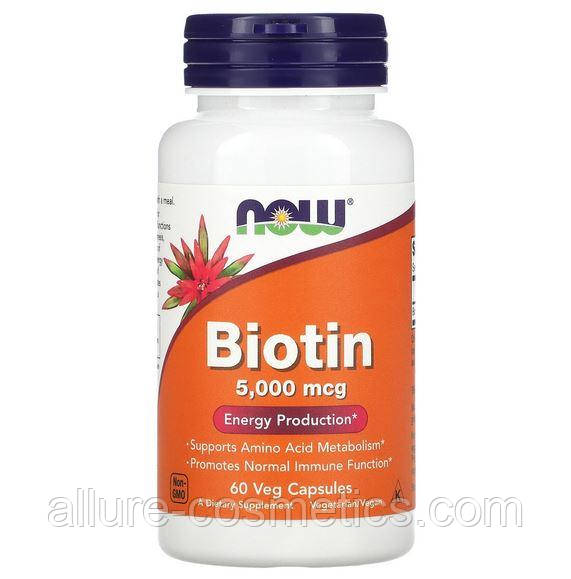 Біотин Now Foods Biotin 5000 мкг 60 вегетаріанських капсул