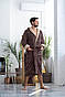 Чоловічий махровий халат банний халат з капюшоном розмір (50-60) Туреччина коричневий, фото 2