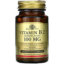 Вітамін В2, SOLGAR "Vitamin B2 (Riboflavin)" 100 мг (100 капсул)