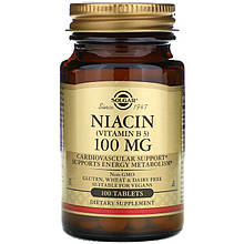 Ніацин (вітамін В3) SOLGAR "Niacin (Vitamin B3)" нікотинова кислота, 100 мг (100 таблеток)