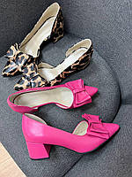 Женские туфли на каблуке розовые натуральная кожа 41 весна 2022