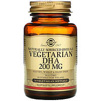 Вегетарианская ДГК, SOLGAR "Naturally Sourced Omega-3, Vegetarian DHA" 200 мг (50 гелевых капсул)