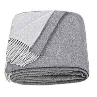 Плед вовняний мериносовий Love You сірий 140x200 см м’який теплий для дому та спальні (4245)