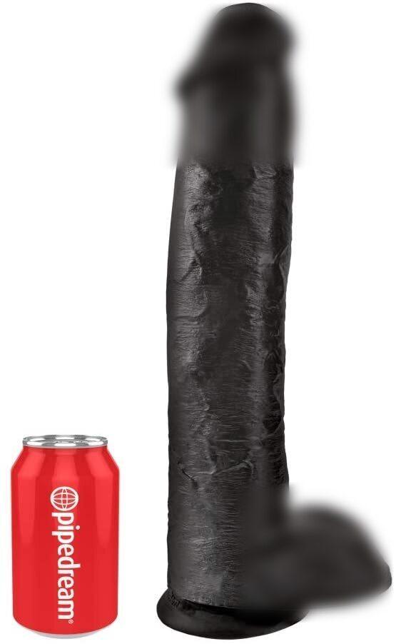 Фалоїмітатор KING COCK 15INCH COCK WITH BALLS BLACK Black, 38х7,6 см., фото 1