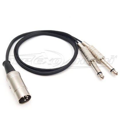 Кабель 5 pin DIN метал на jack 2*6.3 mm метал моно, у екрані, фото 2