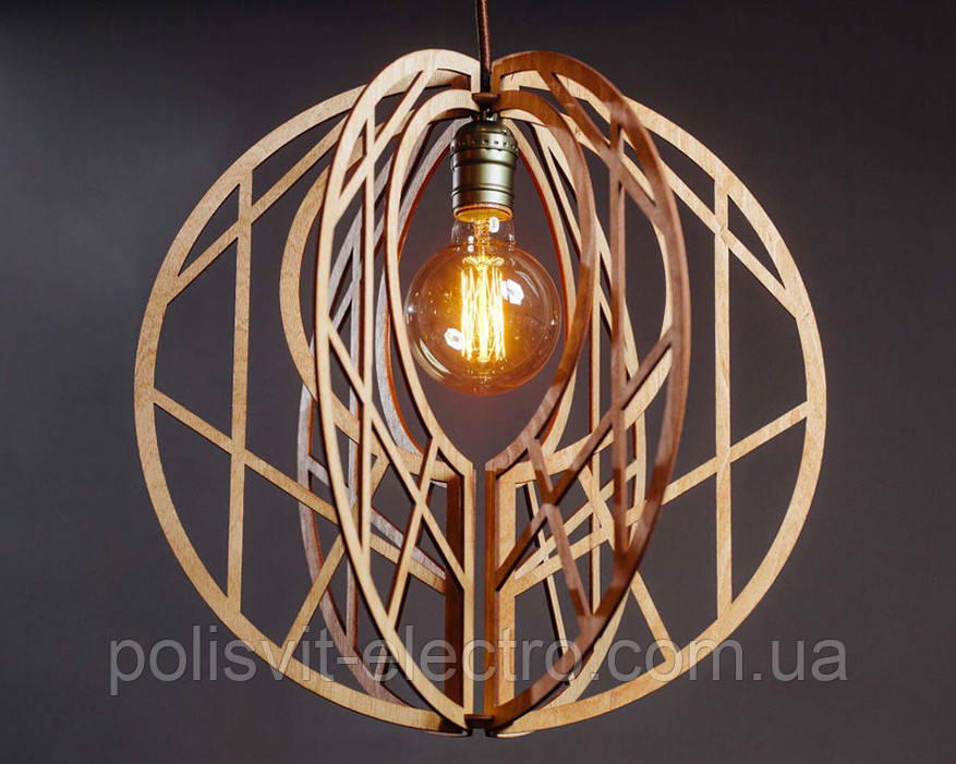 Люстра дерев'яна СОНЦЕ by smartwood  ⁇  Люстра лофт  ⁇  Дизайнерський стельовий світильник