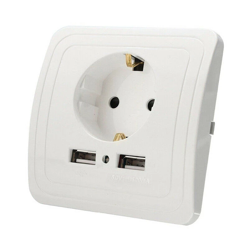 Розетка з 2 USB-зарядками, роз'ємами, портами вбудована 220V — Білий