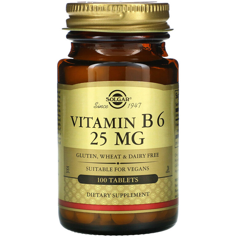 Вітамін В6, SOLGAR "Vitamin B-6" 25 мг (100 таблеток)