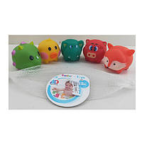 Іграшка для купання,5шт,тварини 7см,пискавка,в сітці,25х13х7см №MD1060(135)