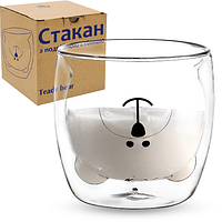 Стакан скло 300мл "Teady bear" з подвійною стінкою №202-40/S&T/(36)