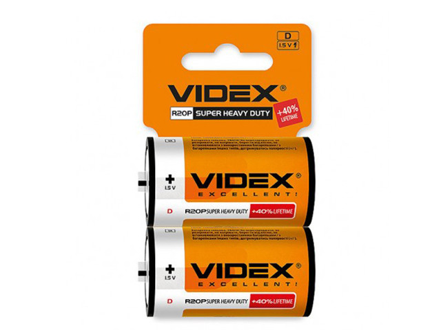 Батарейки Videx R-20 мініблістер 2шт (12)(144), фото 1