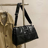 Дута сумка жіноча стьобана велика чорна, фото 2