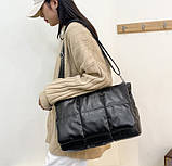 Дута сумка жіноча стьобана велика чорна, фото 3