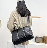 Дута сумка жіноча стьобана велика чорна, фото 4