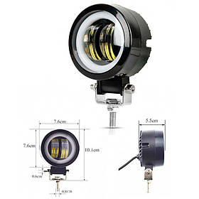 Фара-LED Коло 20W (10W*3) Ø 175*60mm Лінза з ДХО 10-30V/20W 7000K (1шт) Y20W 3 630
