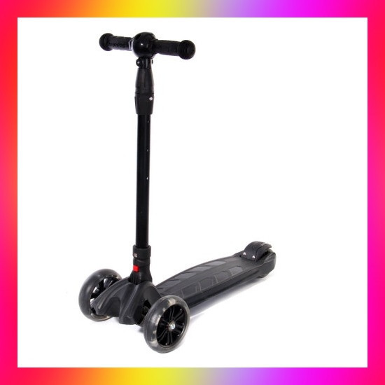 Дитячий міський самокат з світяться колесами Scooter H6 Чорний для дітей від 3-х років