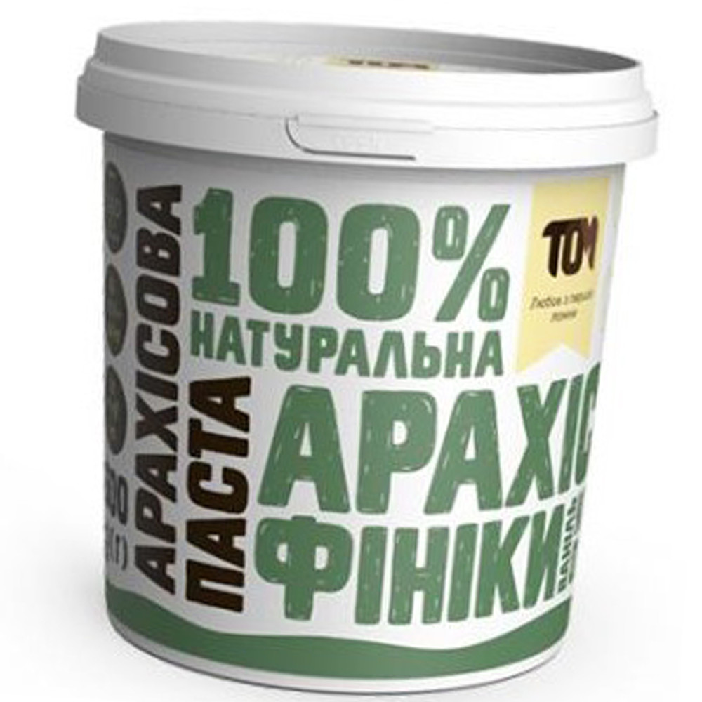 Арахісова паста TOM peanut butter 500 g	з фініками та кокосовою олією