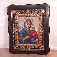 Ікона Анна свята праведниця, лик 15х18 см, у темному дерев'яному кіоті з камінням