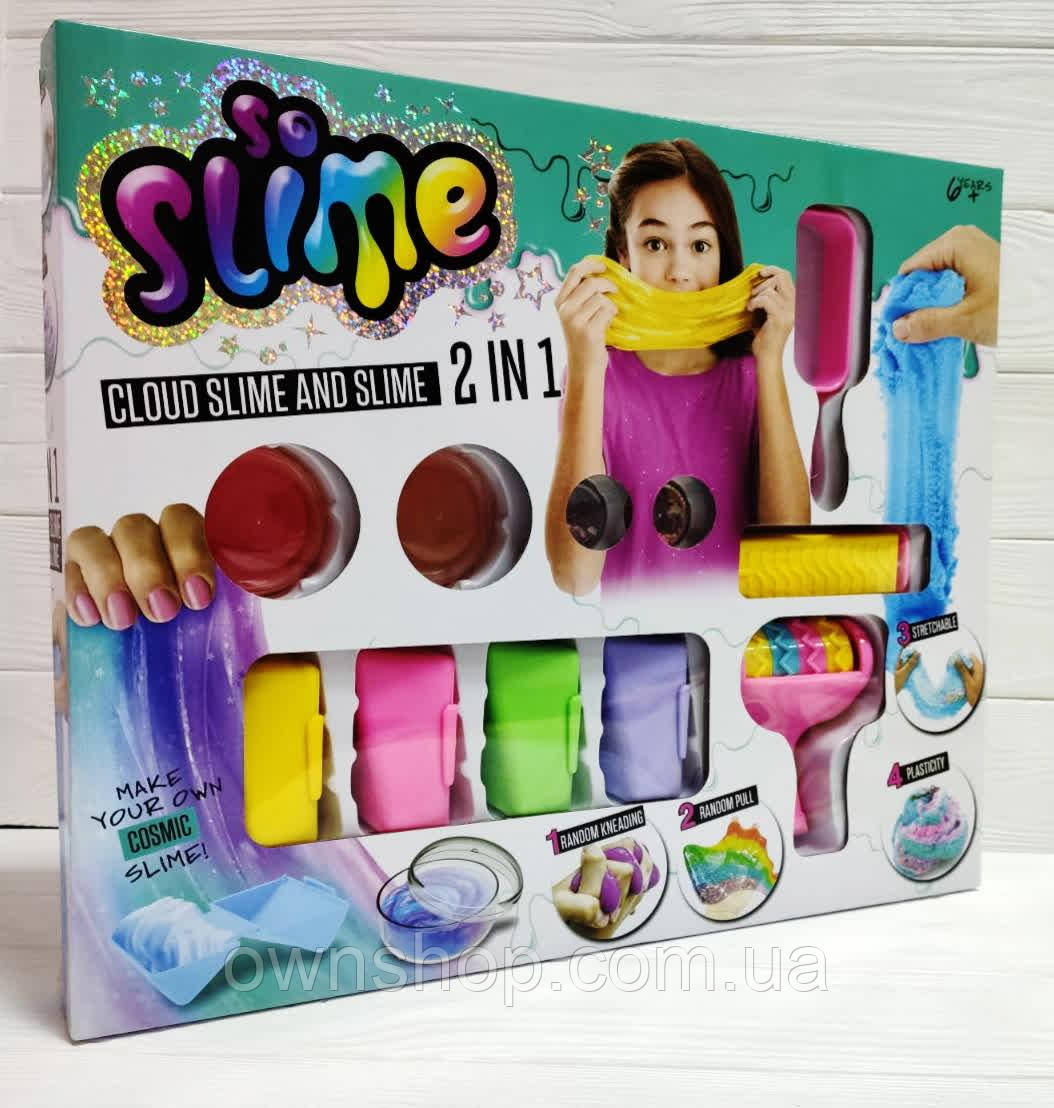 Детский набор 2 в 1 Mix Slime 8221, слайм, наполнитель, кинетический песок, формочки, трубочки - фото 1 - id-p1208825309