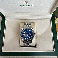 Часы наручные Rolex Datejust Silver-Blue премиального ААА класса