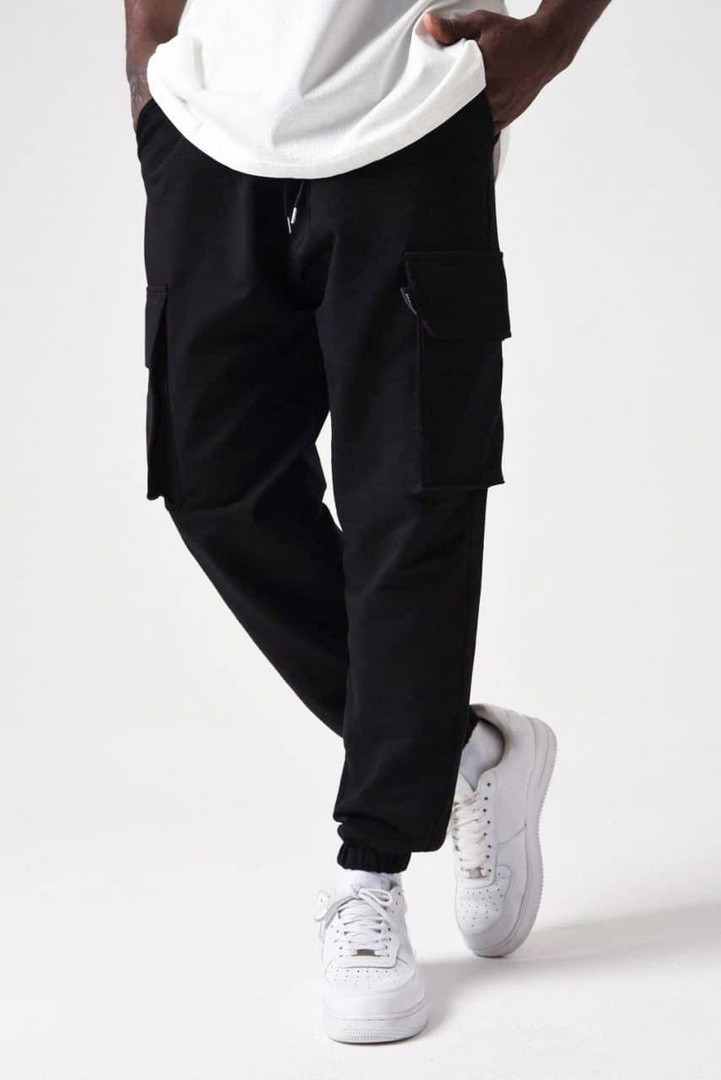 Мужские черные джоггеры Cargo Pants коттоновые штаны брюки карго весенние | летние | осенние - фото 4 - id-p1588213296