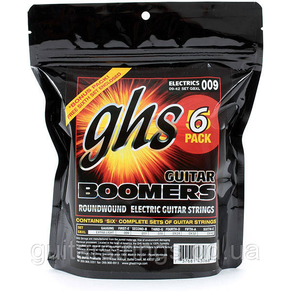 Струни GHS Boomers GBXL-6P 9-42 Extra Light 6 sets