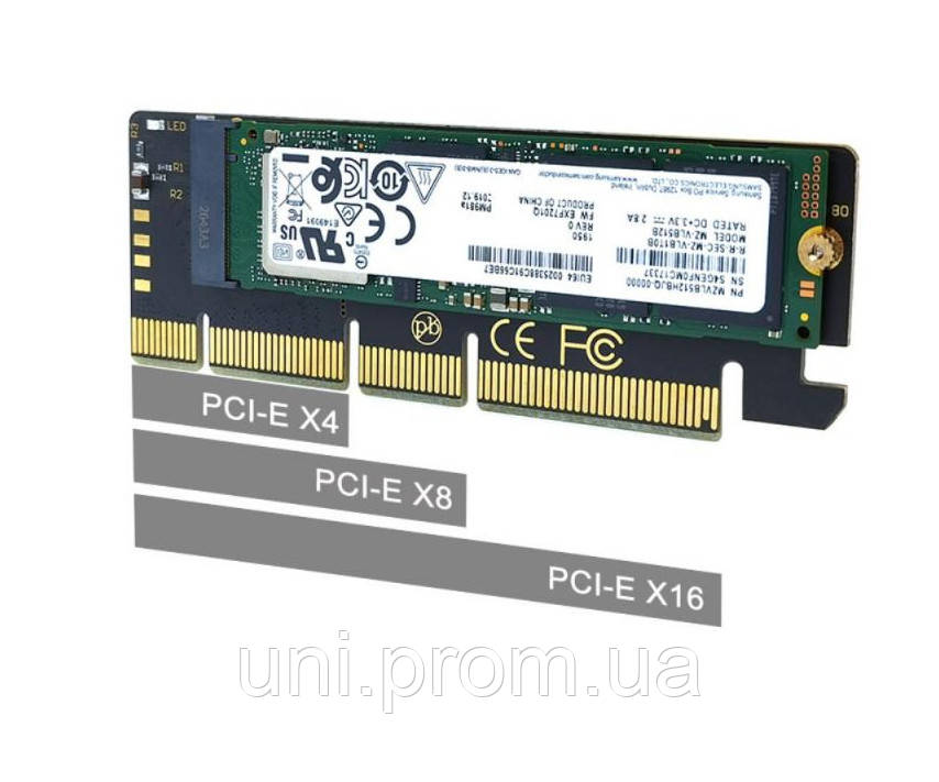 Адаптер NVMe PCIe M.2 NGFF SSD PCIe X16 - фото 2 - id-p1588196239