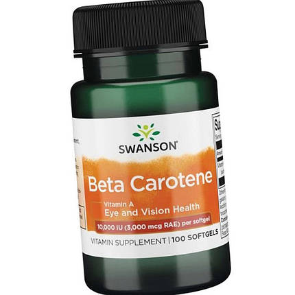 Вітамін А (бета-каротин) Swanson Beta Carotene 10000 iu 3000 mcg 100 sgels, фото 3
