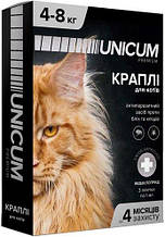 Краплі Unicum Premium від бліх та кліщів для котів вагою від 4 кг, 1 піпетка