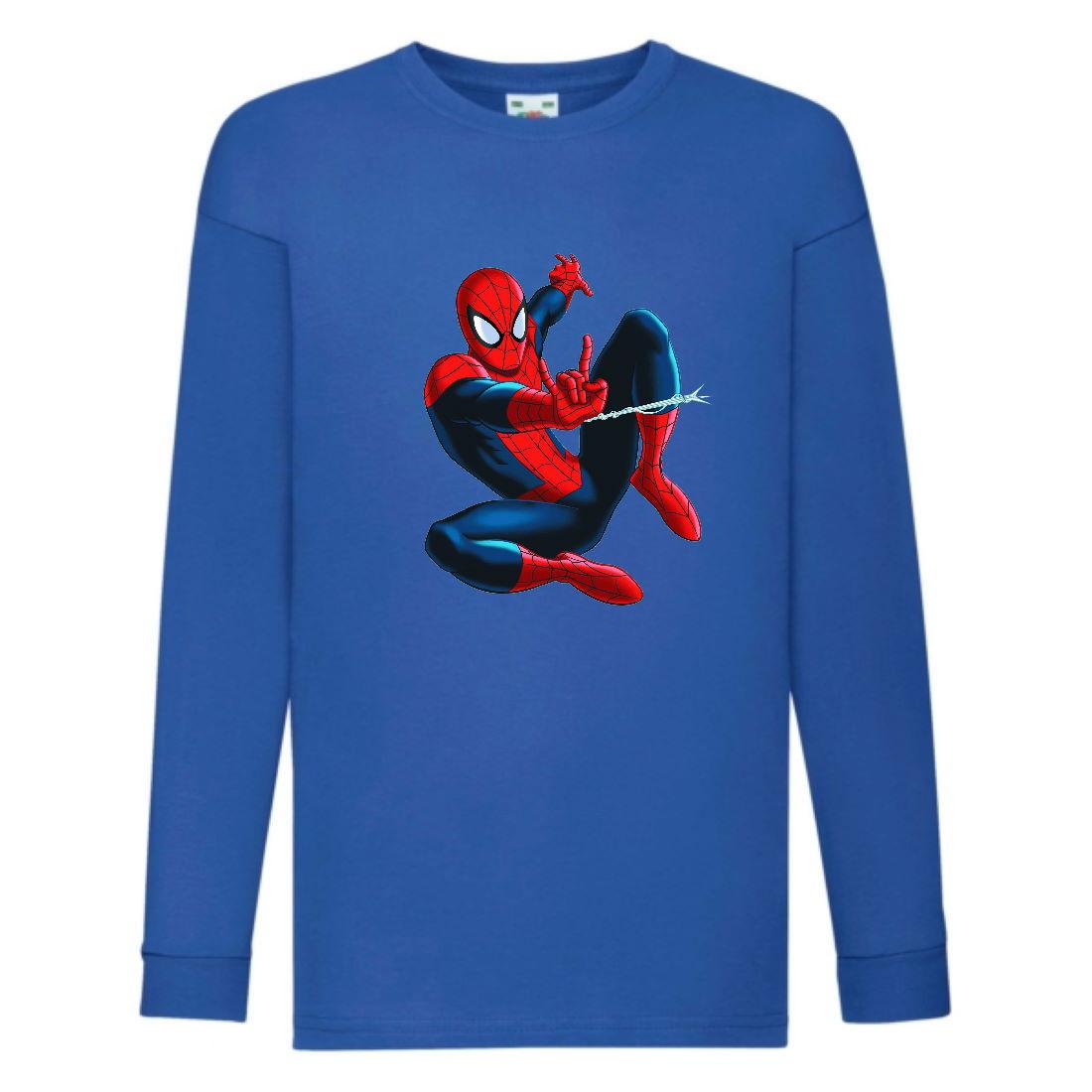 Лонгслів реглан Людина Павук 007 (SPM 007 blu) розмір 104-116-128-140-152-164 синій, фото 1