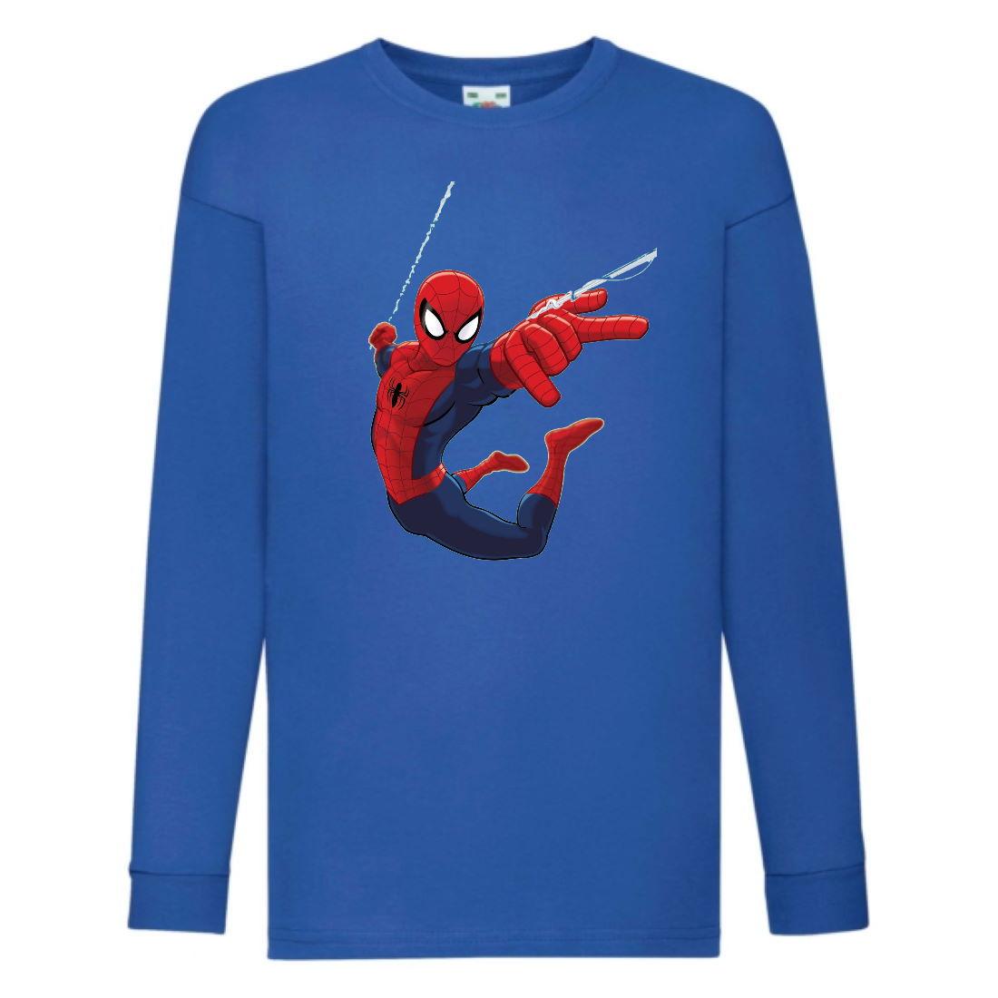 Лонгслів реглан Людина Павук 0017 (SPM 0017 blu) розмір 104-116-128-140-152-164 синій, фото 1