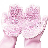 Силіконові рукавички Magic Silicone Gloves Pink для прибирання чищення миття посуду для дому. IR-980 Колір: рожевий