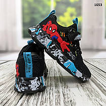 Дитячі кросівки для хлопчика чорні текстильні зі Спайдерменом, фото 2