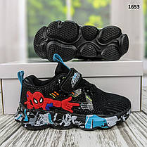Дитячі кросівки для хлопчика чорні текстильні зі Спайдерменом, фото 4