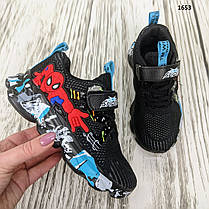 Дитячі кросівки для хлопчика чорні текстильні зі Спайдерменом, фото 5