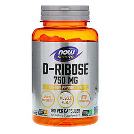 D-Ribose 750 мг Now Foods 120 капсул