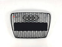 Решетка радиатора Audi A6 2004-2011год Черная с серой рамкой (в стиле RS)