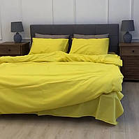 Комплект постельного белья однотонный желтый. Ткань поплин lux евро