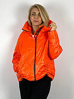 Куртка короткая женская стильная утепленная осенняя 20835 оранжевый