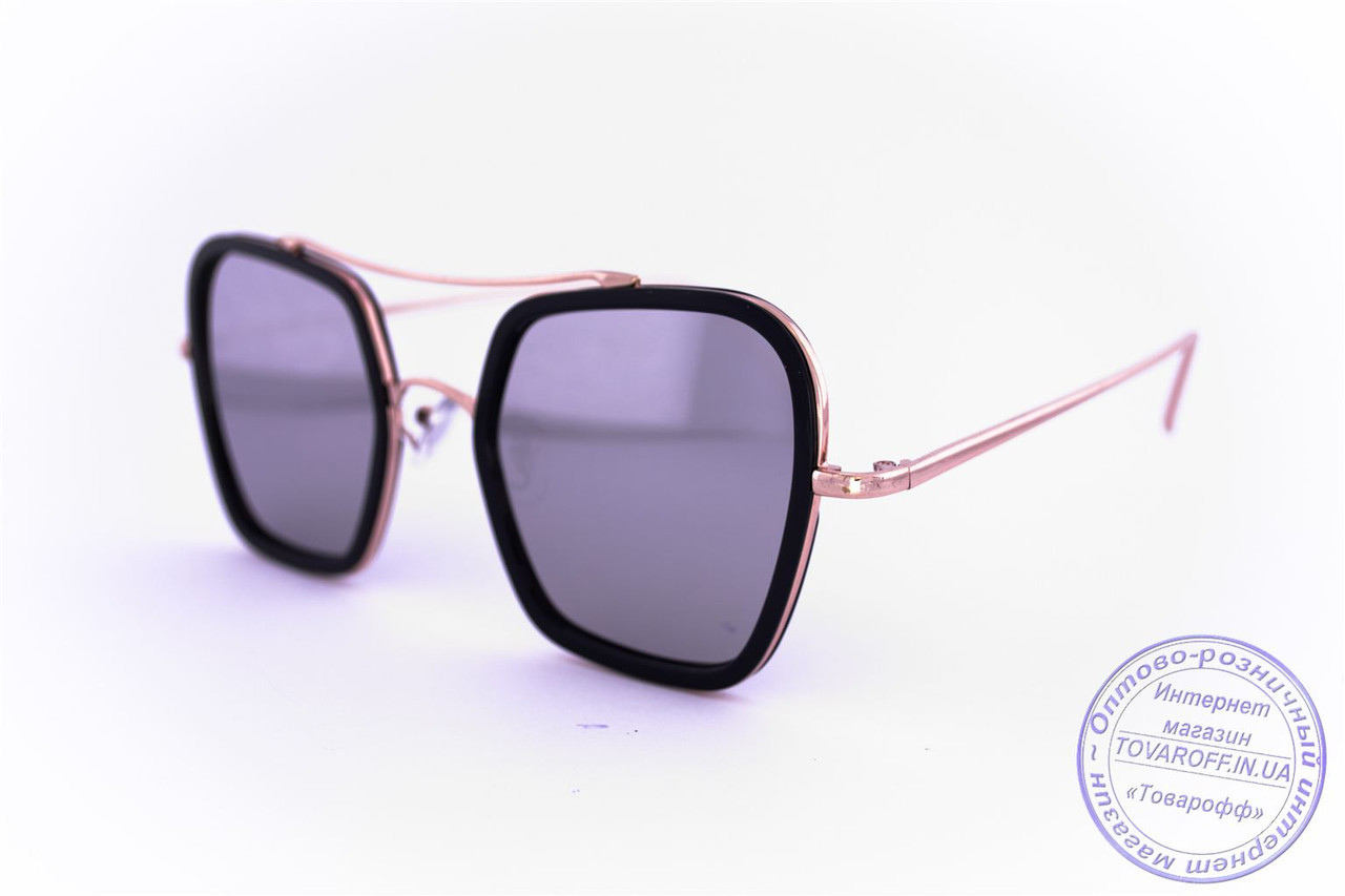 Оптом женские квадратные солнцезащитные очки Оверсайз зеркальные - Черные - 947 - фото 1 - id-p255002608