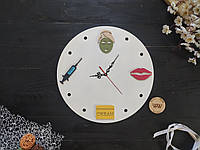 Настенные часы из дерева для косметолога с названием салона или именем мастера, часы в салон красоты